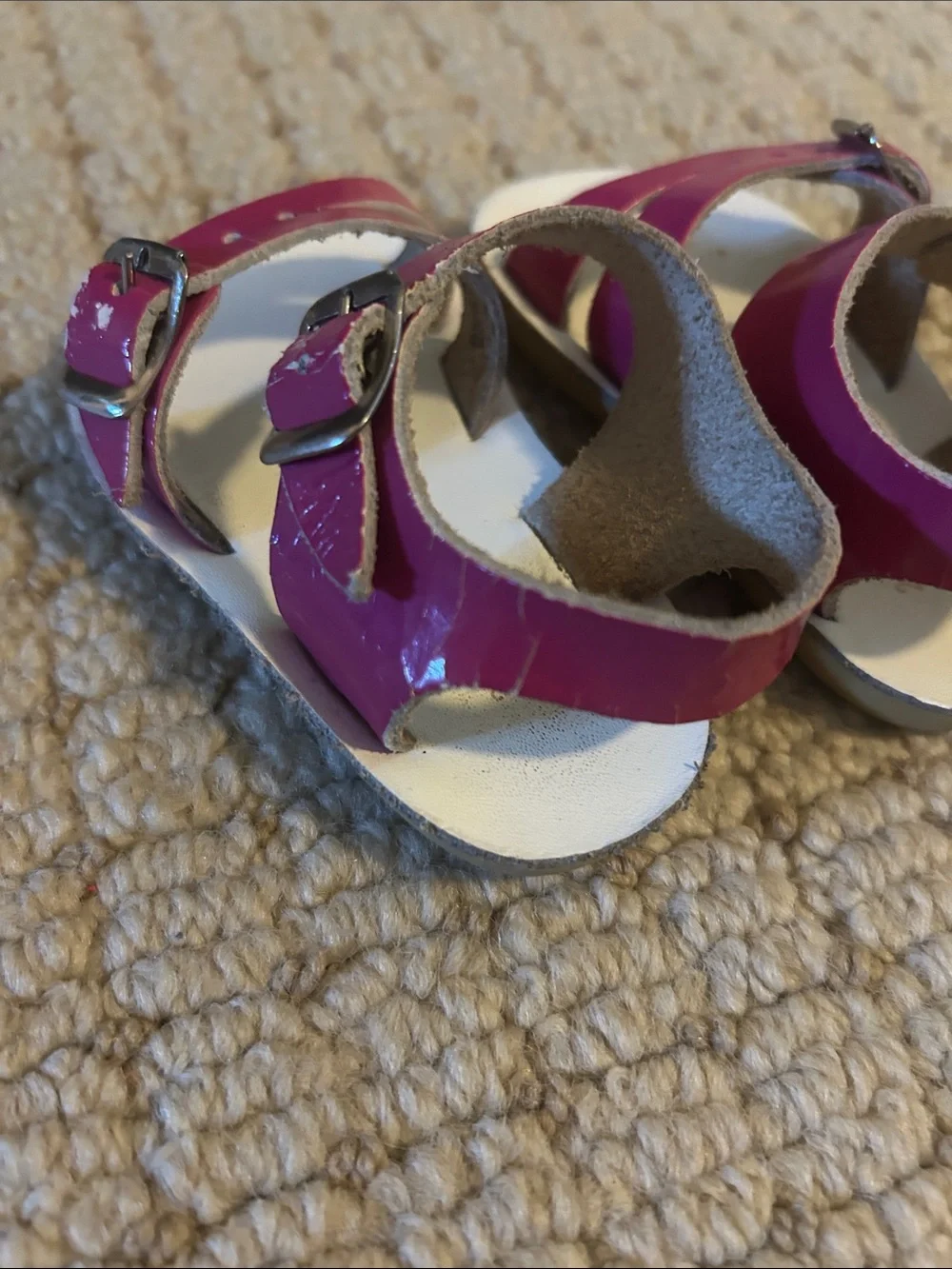 Sun Sans Sea Wee Girls' Pink Patent Leather Two-Strap Sandals